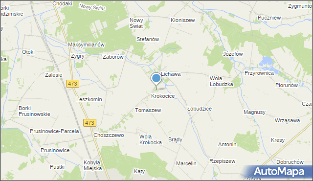 mapa Osada Krokocice, Osada Krokocice na mapie Targeo